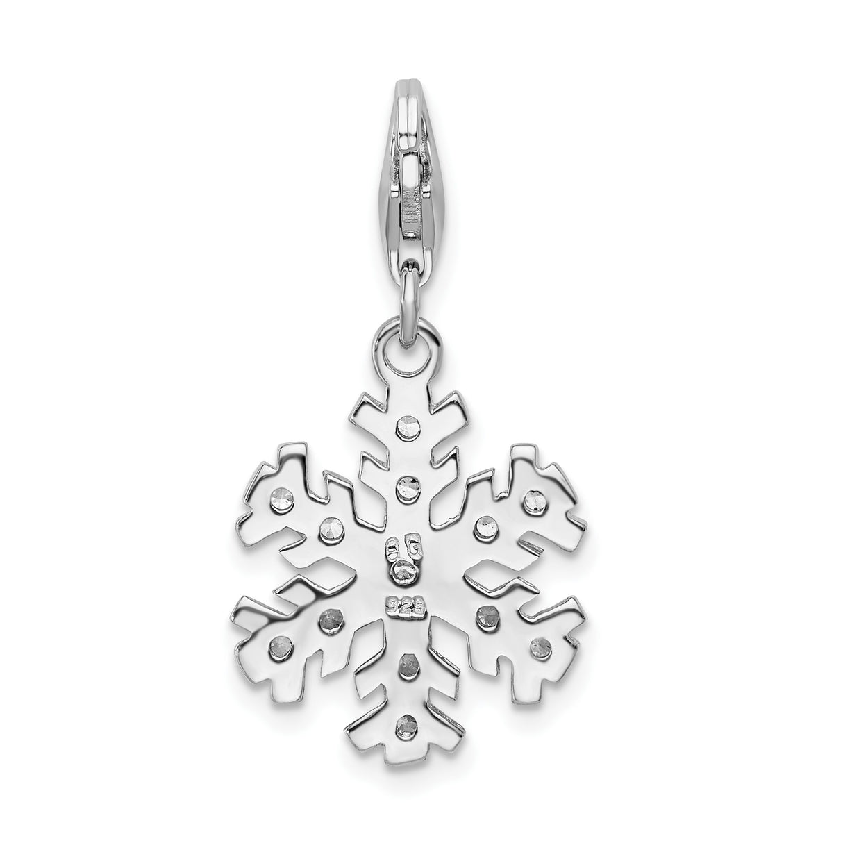 Sterling Silver Snowflake Pendant with Clear Cubic Zirconia, Winter Holiday Jewelry for Women