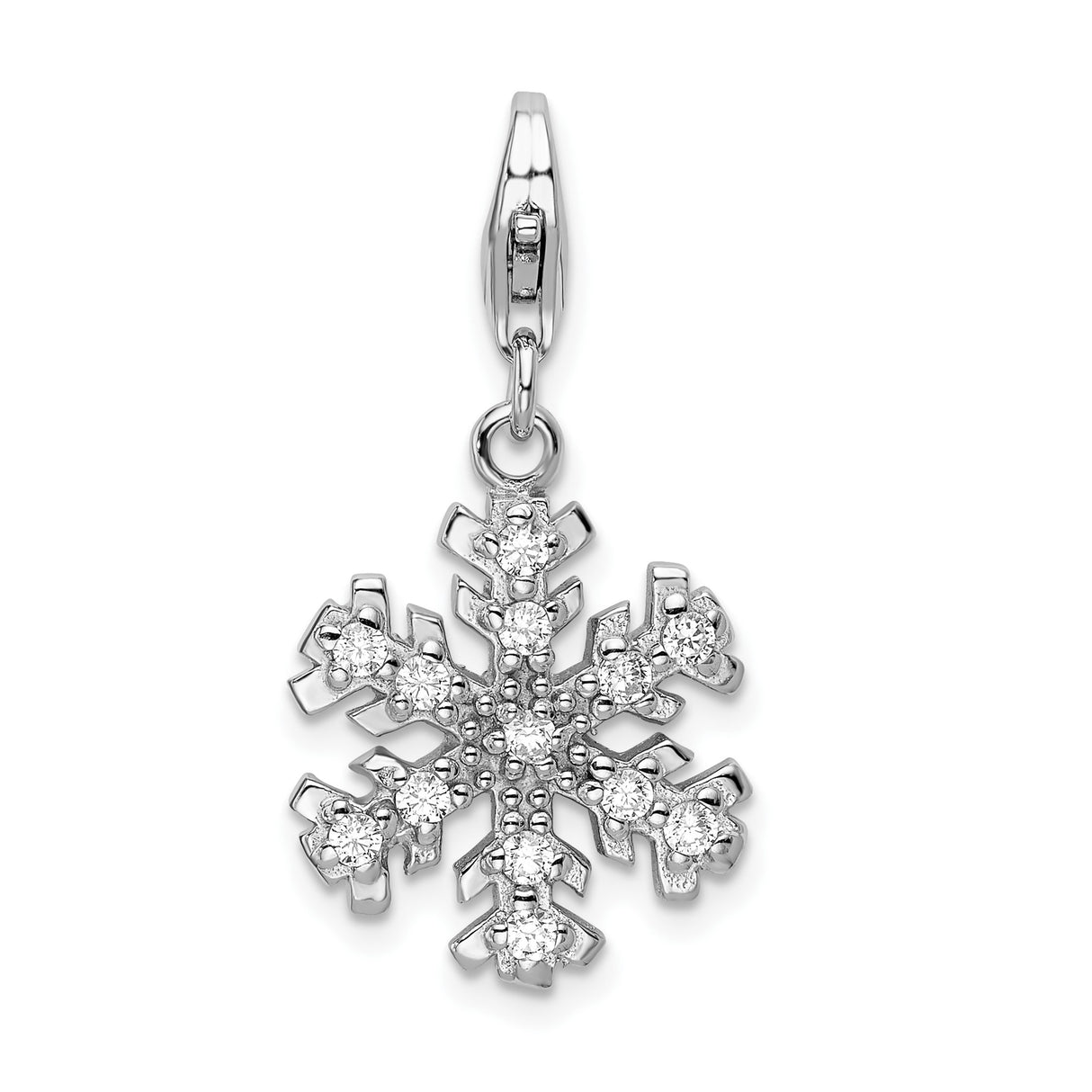 Sterling Silver Snowflake Pendant with Clear Cubic Zirconia, Winter Holiday Jewelry for Women