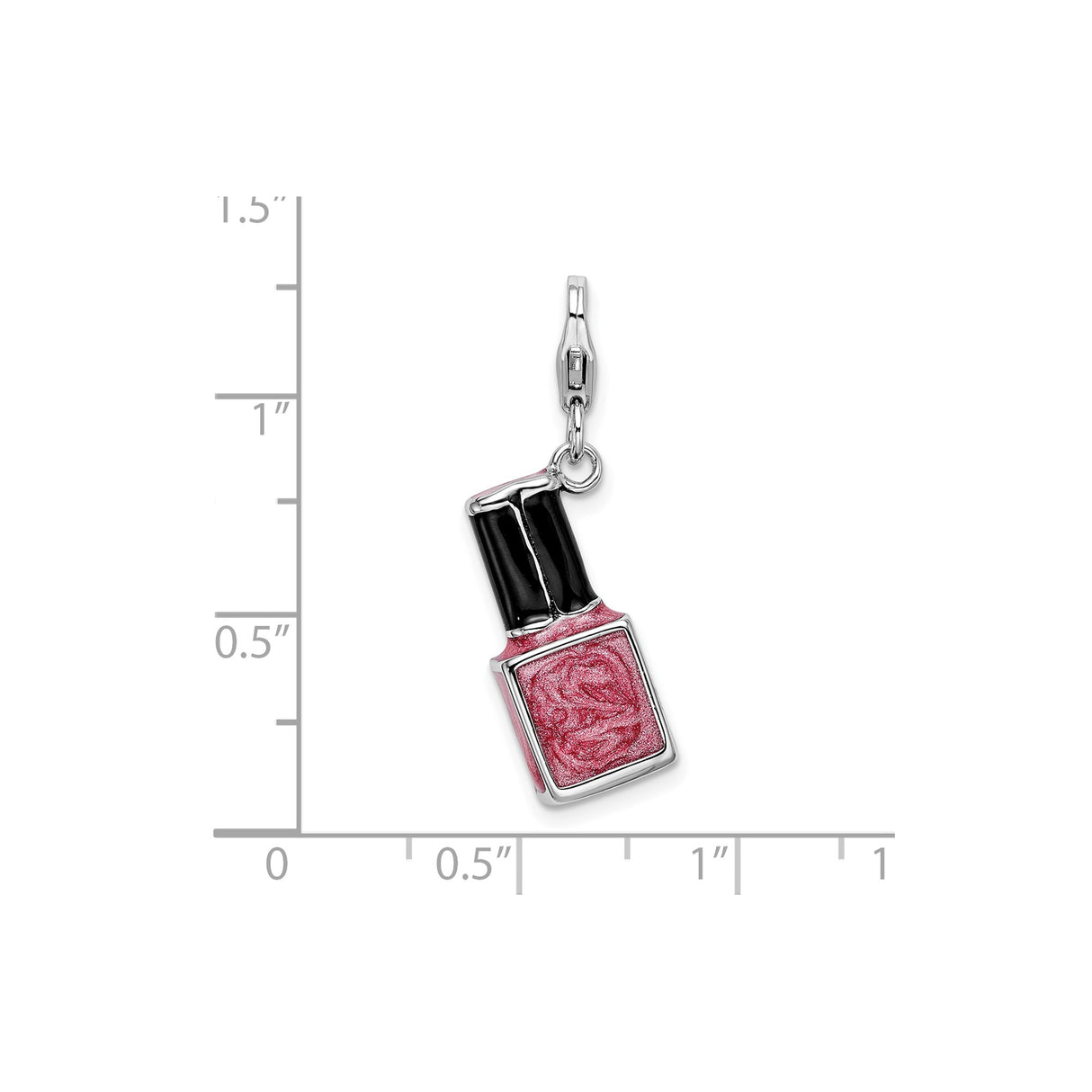 Sterling Silver Nail Polish Charm Pendant with Pink Enamel, Beauty Themed Accessory for Women