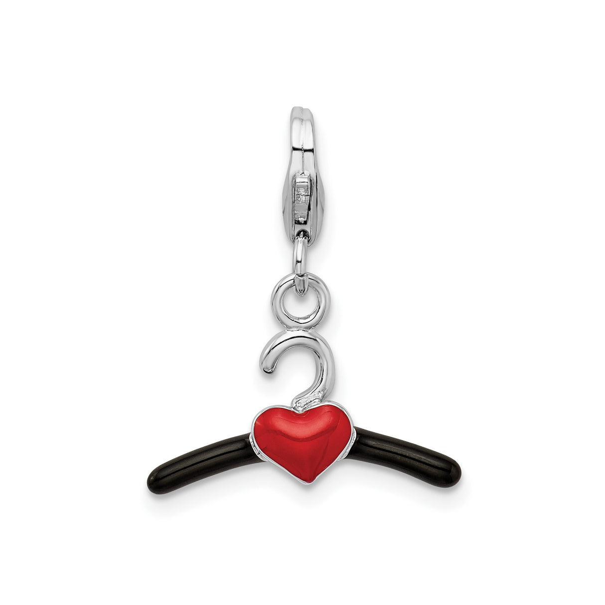 Sterling Silver Heart Charm Pendant, Red Heart Design, Symbol of Love, Unisex Style