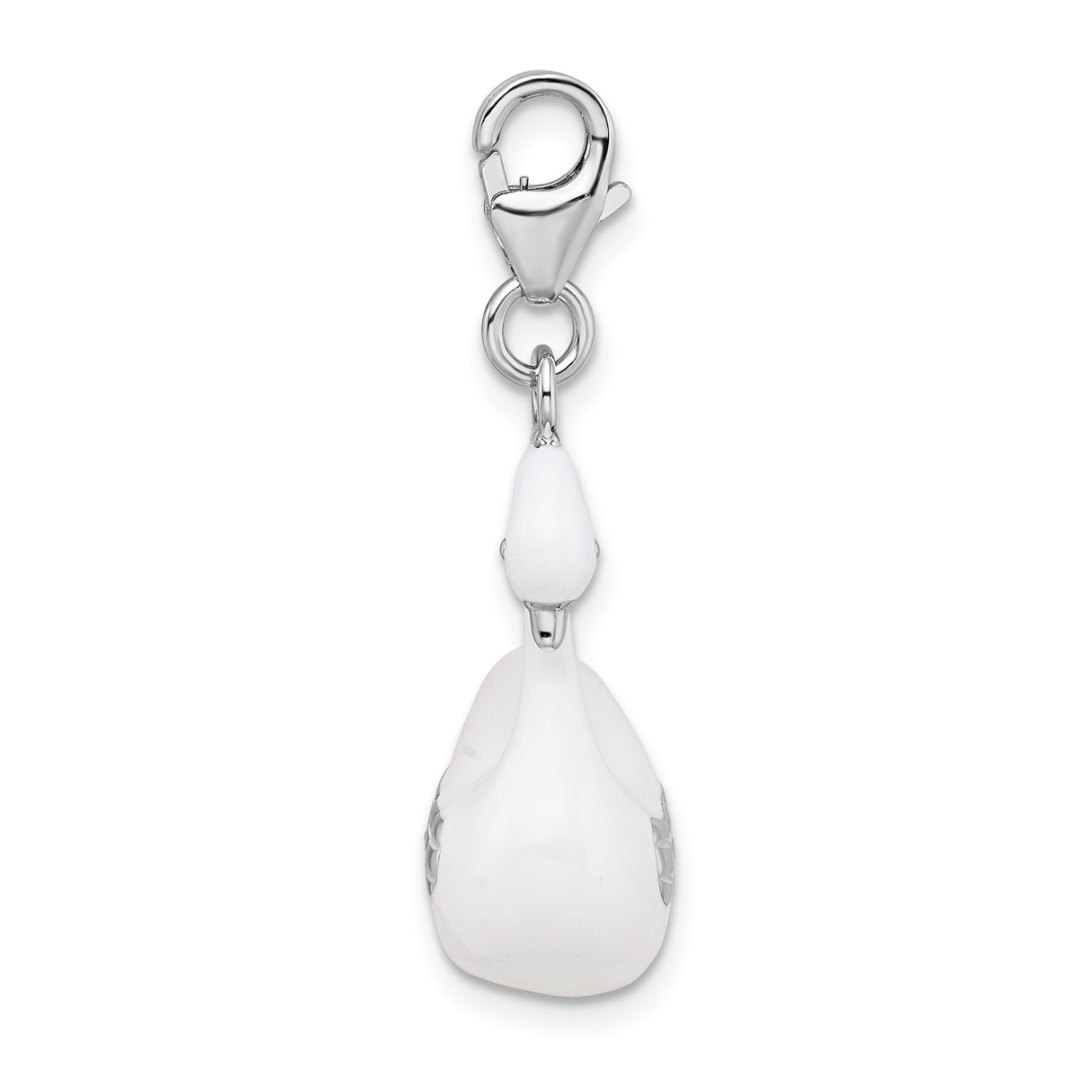 Sterling Silver Swan Pendant with Smooth White Enamel, Nature-Inspired Bird Charm for Women