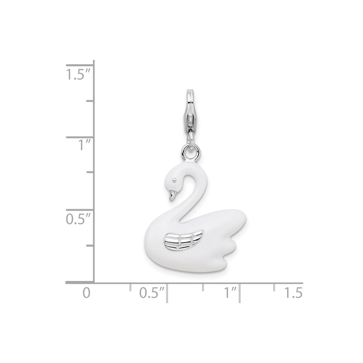 Sterling Silver Swan Pendant with Smooth White Enamel, Nature-Inspired Bird Charm for Women