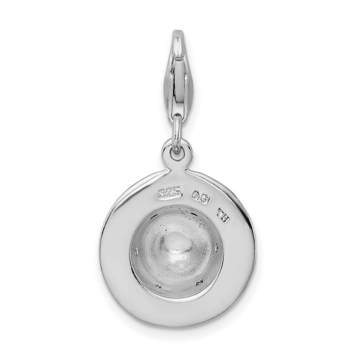 Sterling Silver Zebra Print Charm Pendant with Cubic Zirconia and Enamel Design