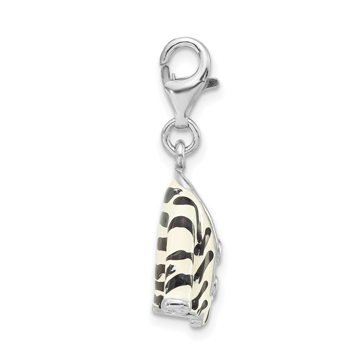 Sterling Silver Zebra Jacket Pendant with Enamel Detail and Cubic Zirconia Accents