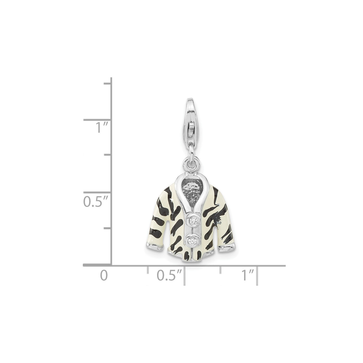 Sterling Silver Zebra Jacket Pendant with Enamel Detail and Cubic Zirconia Accents