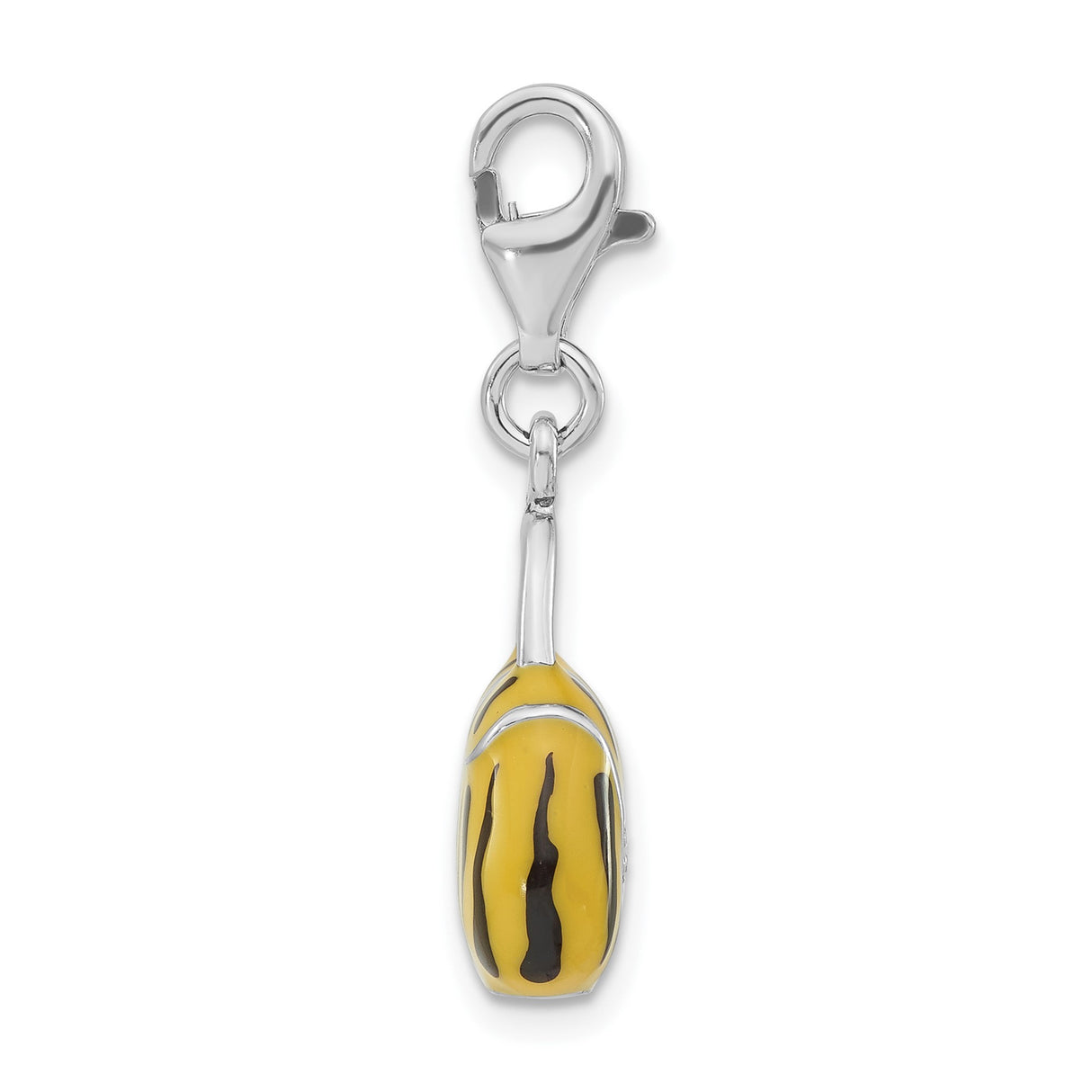 Sterling Silver Handbag Charm with Cubic Zirconia, Yellow Black Tiger Enamel, Purse Style