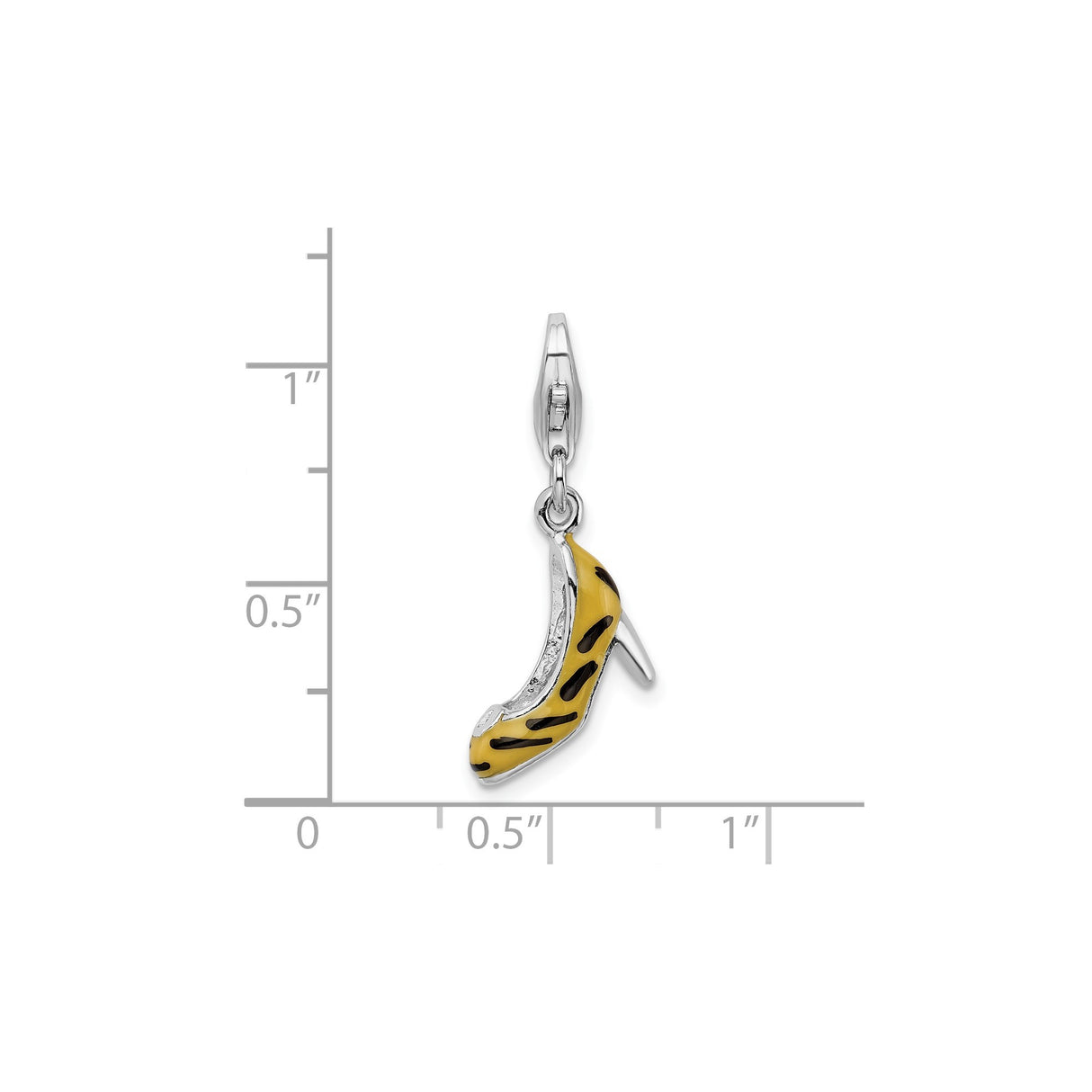 Sterling Silver High Heel Shoe Charm Pendant with Cubic Zirconia and Enamel Detailing