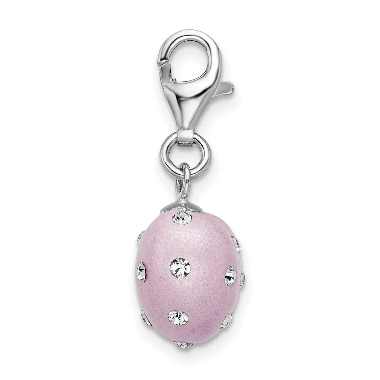 Sterling Silver Heart Pendant with Pink Enamel and Clear Crystals, Romantic Charm for Women