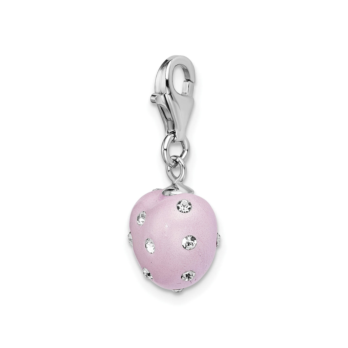 Sterling Silver Heart Pendant with Pink Enamel and Clear Crystals, Romantic Charm for Women