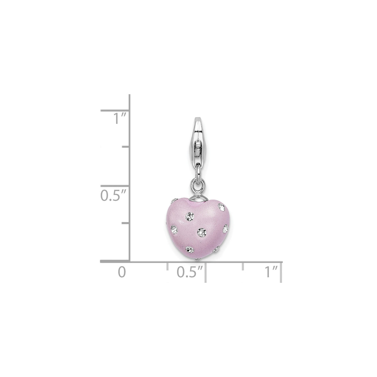 Sterling Silver Heart Pendant with Pink Enamel and Clear Crystals, Romantic Charm for Women