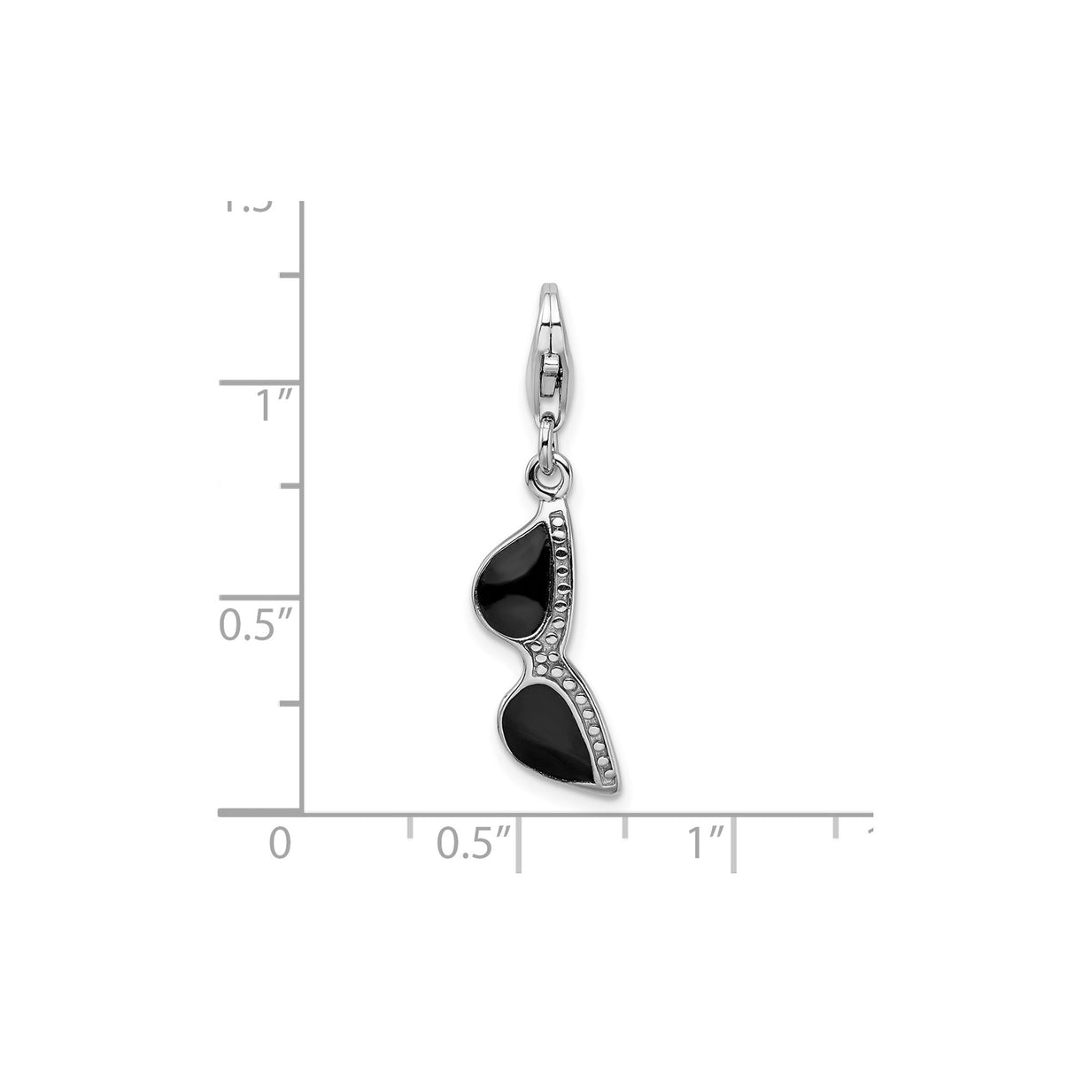 Sterling Silver Sunglasses Charm with Black Enamel, Fun Summer Vacation Jewelry Pendant