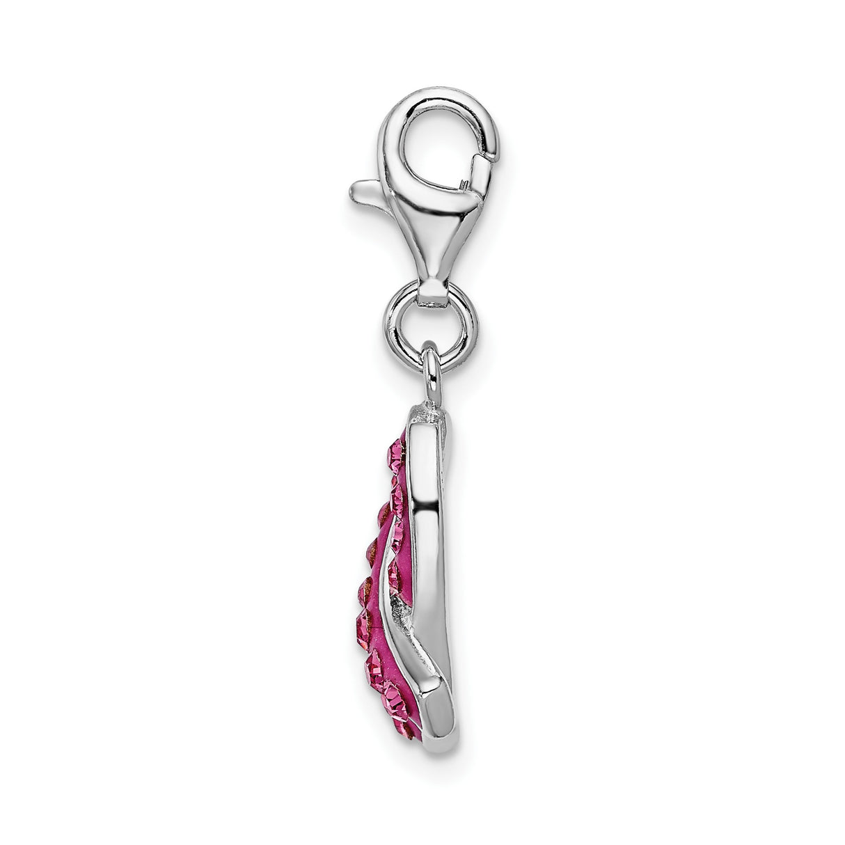 Sterling Silver Pendant Charm with Crystal Pink Ribbon, Breast Cancer Awareness Jewelry