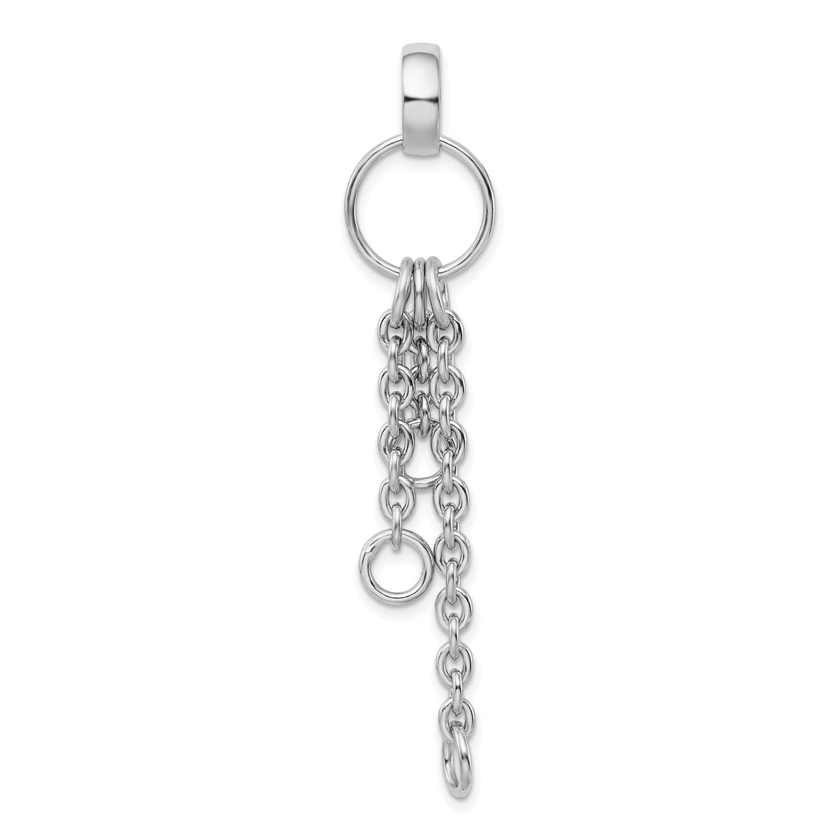 Sterling Silver Dangle Charm with Cascading Chains, Modern Minimalist Style for Women