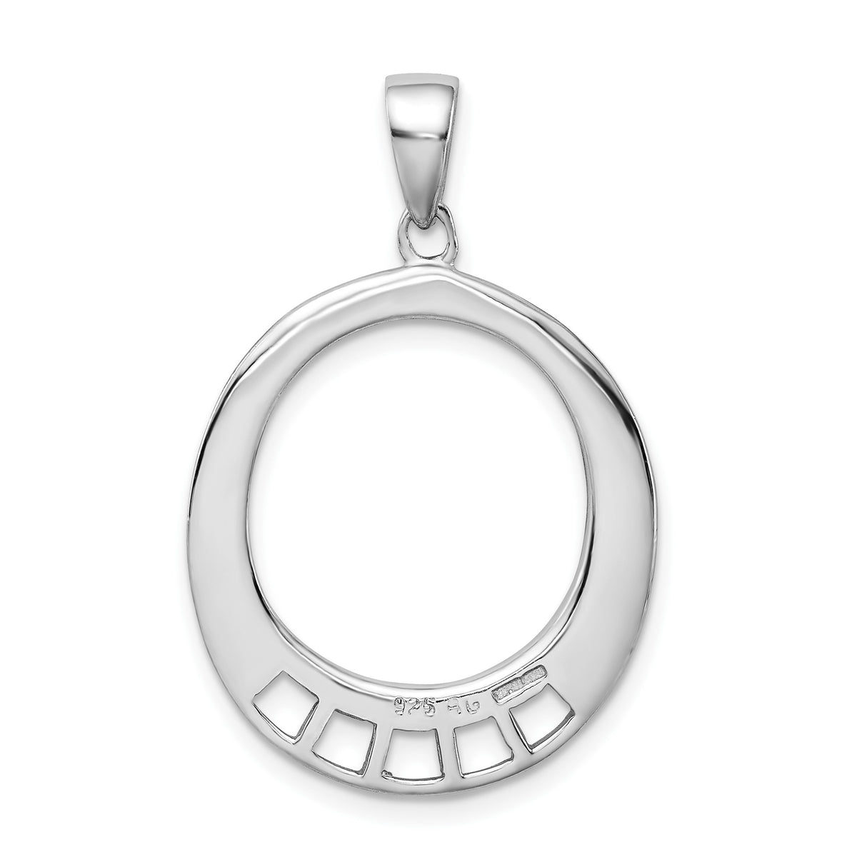Sterling Silver Open Circle Pendant with Geometric Cutout Design, Minimalist Modern Style