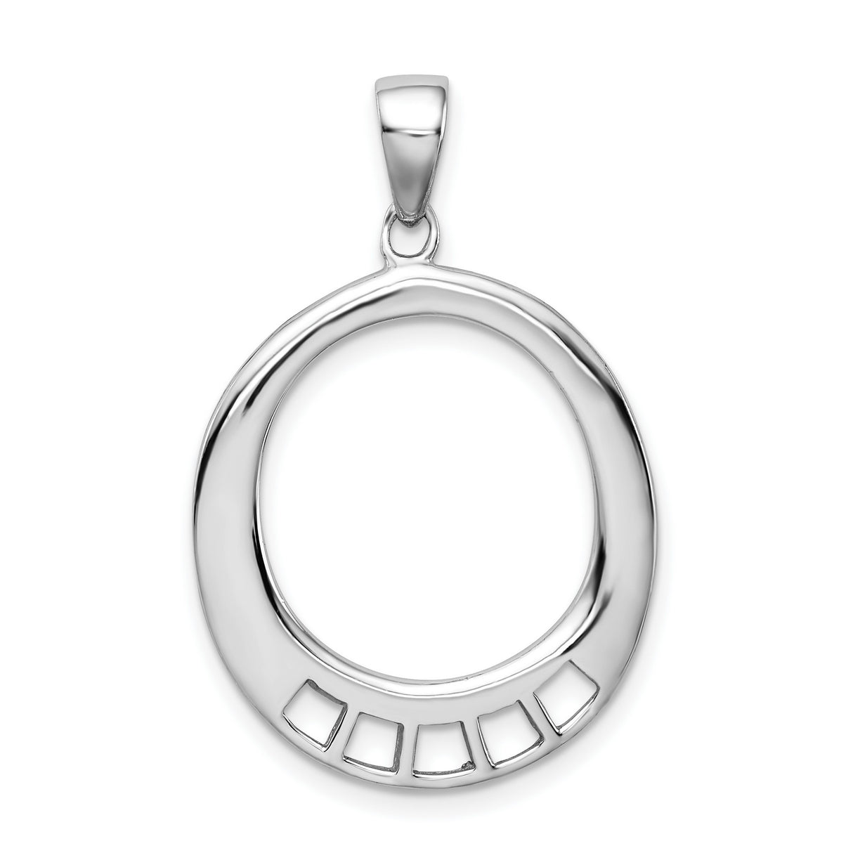 Sterling Silver Open Circle Pendant with Geometric Cutout Design, Minimalist Modern Style