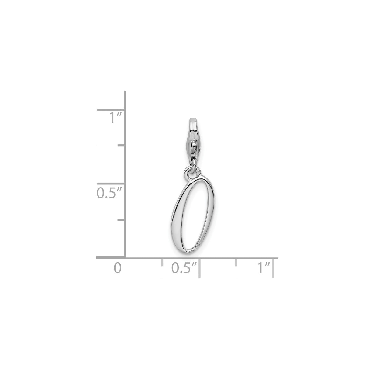 Sterling Silver Oval Dangle Charm with Lobster Clasp, Minimalist Open Pendant Design for Women
