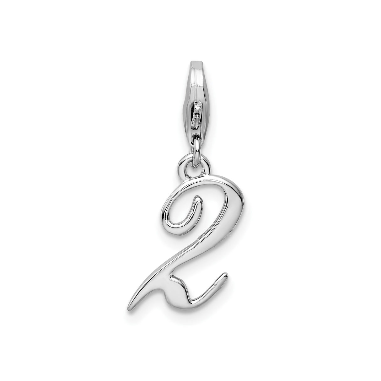 Sterling Silver Number 2 Pendant, Polished Script Charm, Custom Unisex Jewelry Piece