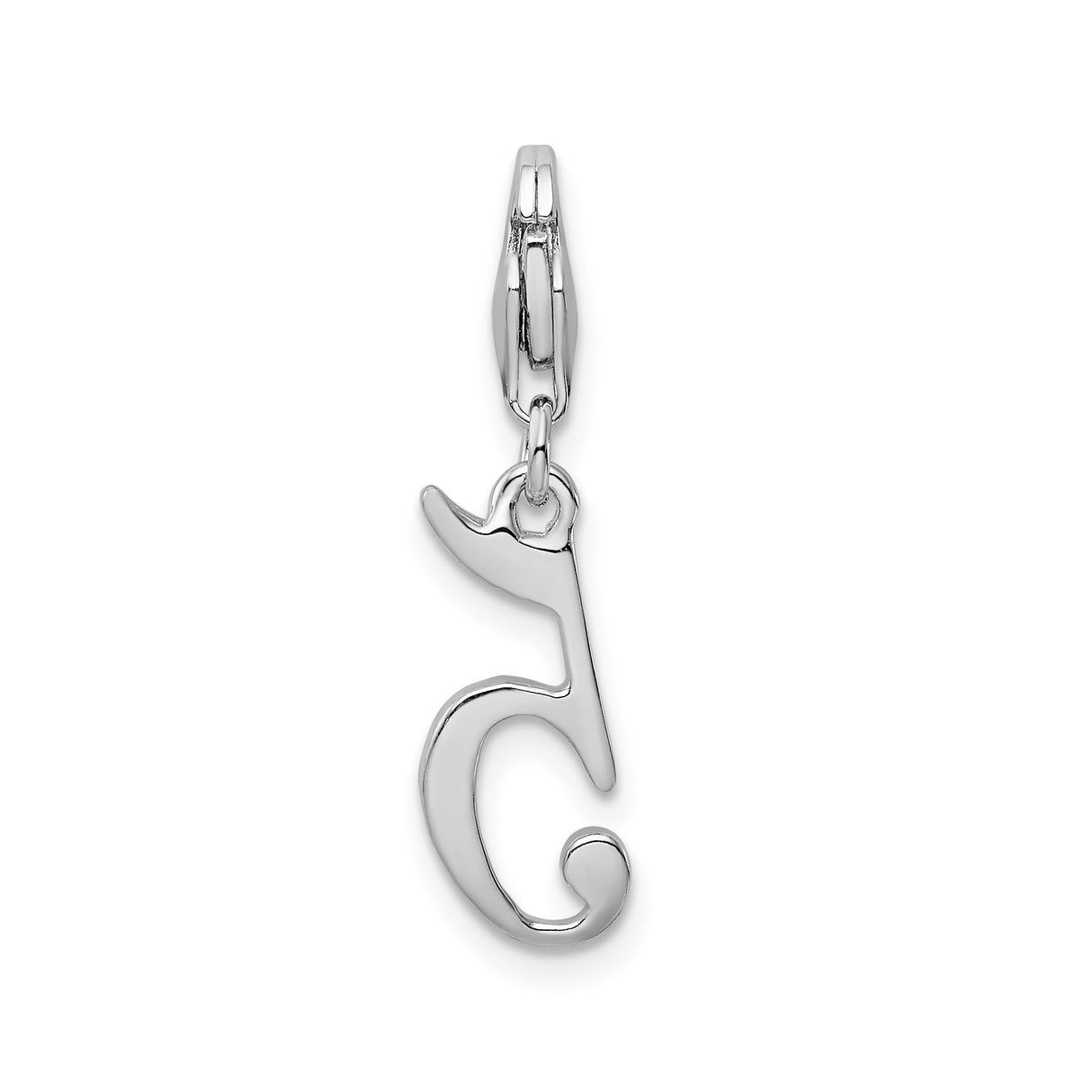 Sterling Silver Number 5 Pendant, Polished Script Style Charm, Minimalist Unisex Jewelry