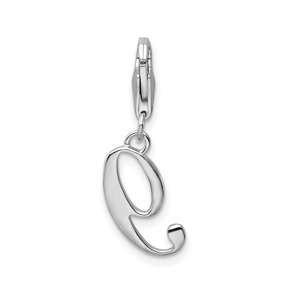 Sterling Silver Number 9 Charm Pendant, Cursive Style with Lobster Clasp