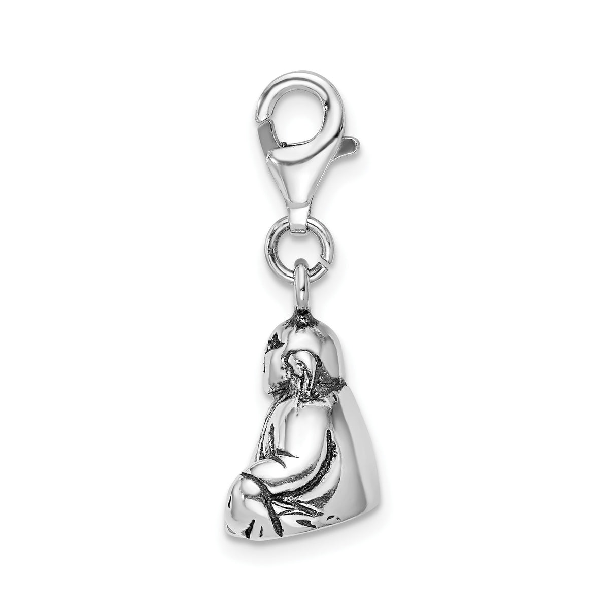 Sterling Silver Laughing Buddha Charm Pendant with Lobster Clasp, Symbol of Joy and Abundance