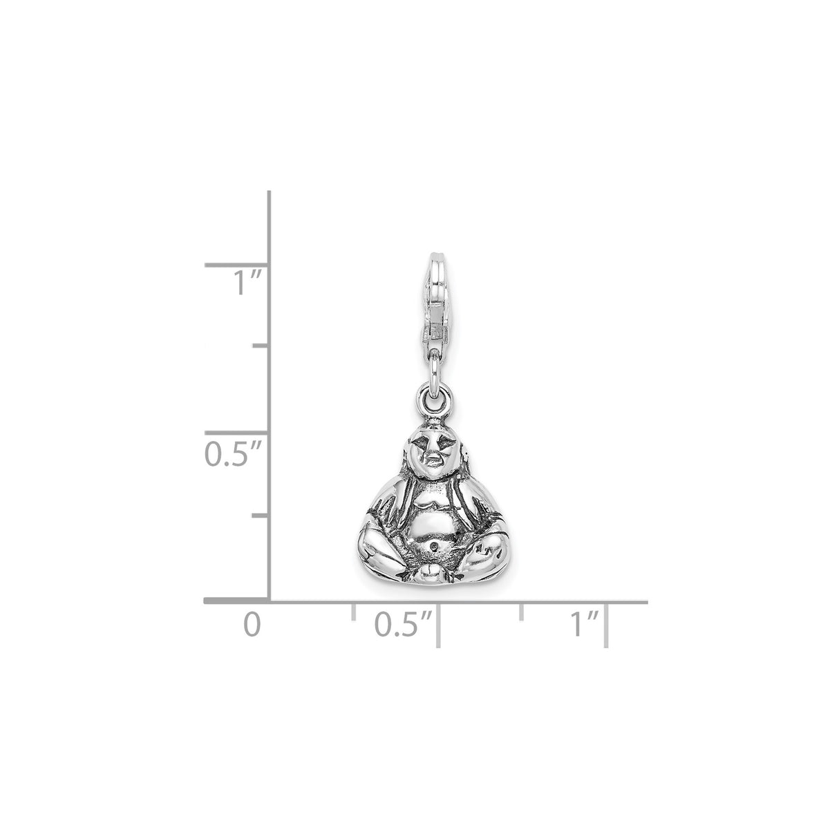 Sterling Silver Laughing Buddha Charm Pendant with Lobster Clasp, Symbol of Joy and Abundance