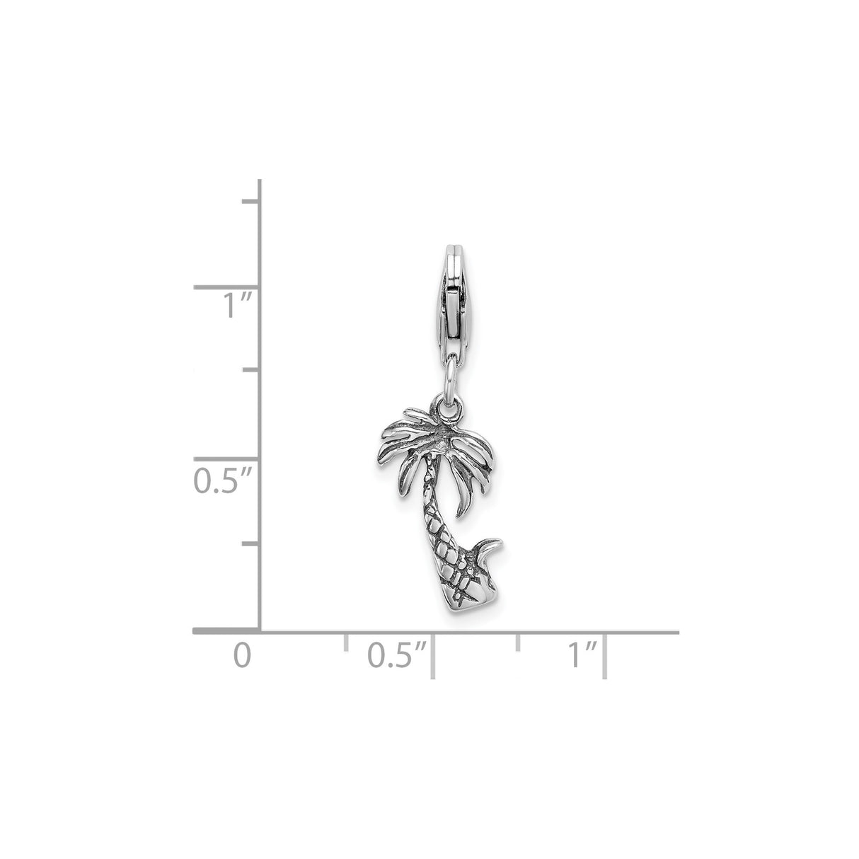 Sterling Silver Palm Tree Charm Pendant, Tropical Beach Vacation Jewelry