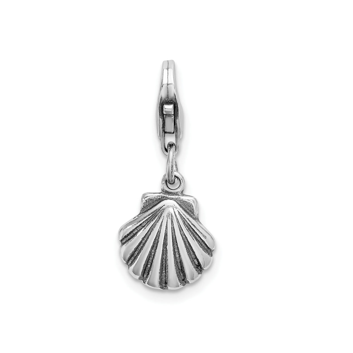 Sterling Silver Scallop Shell Pendant Charm, Camino de Santiago Religious Jewelry