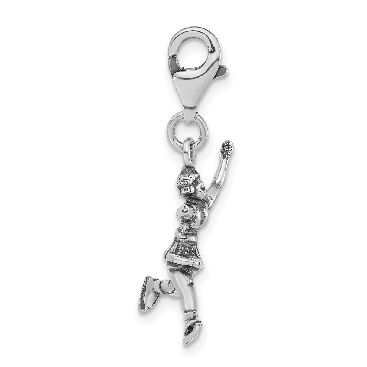 Sterling Silver Skater Charm with Lobster Clasp, Female Ice Skater Pendant