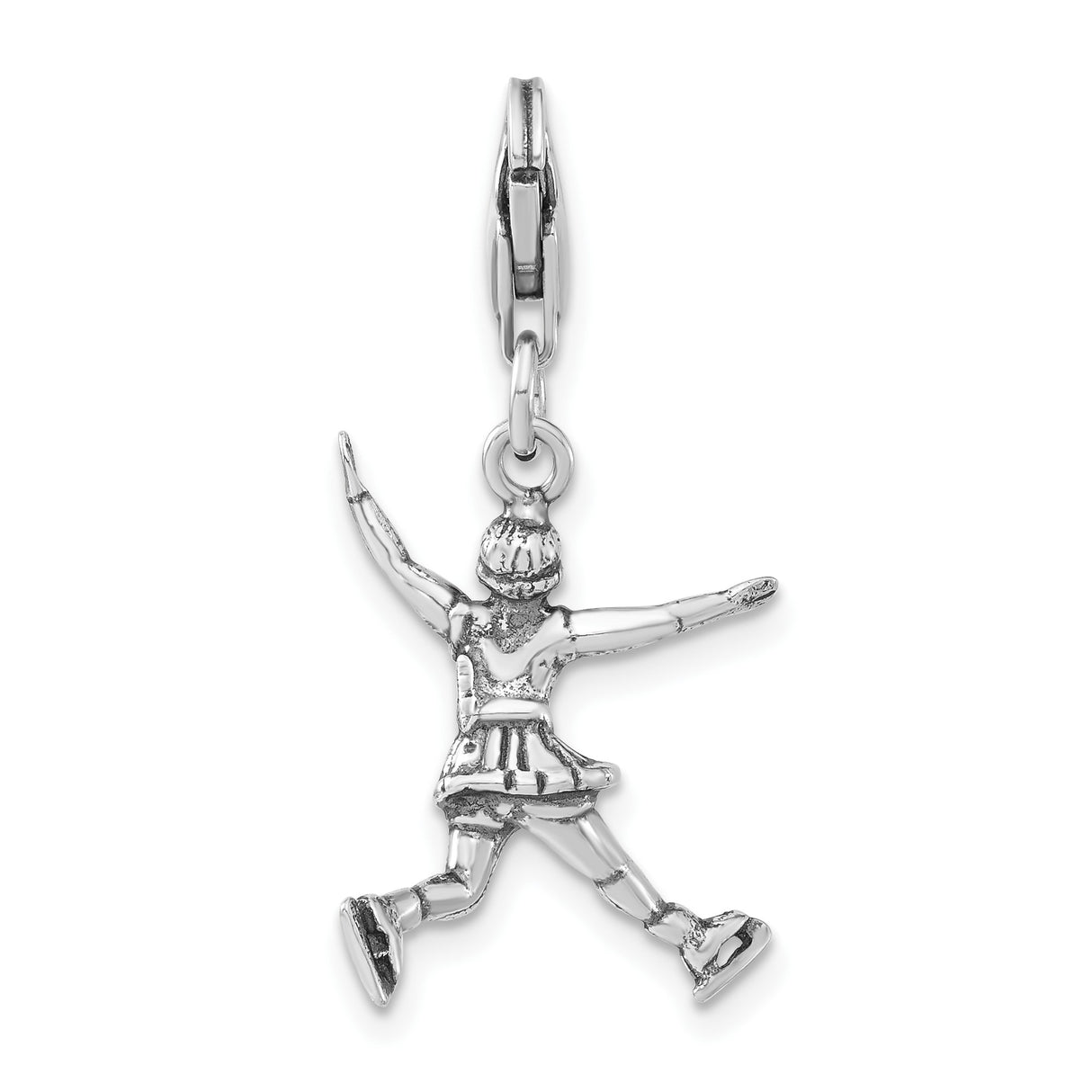 Sterling Silver Skater Charm with Lobster Clasp, Female Ice Skater Pendant