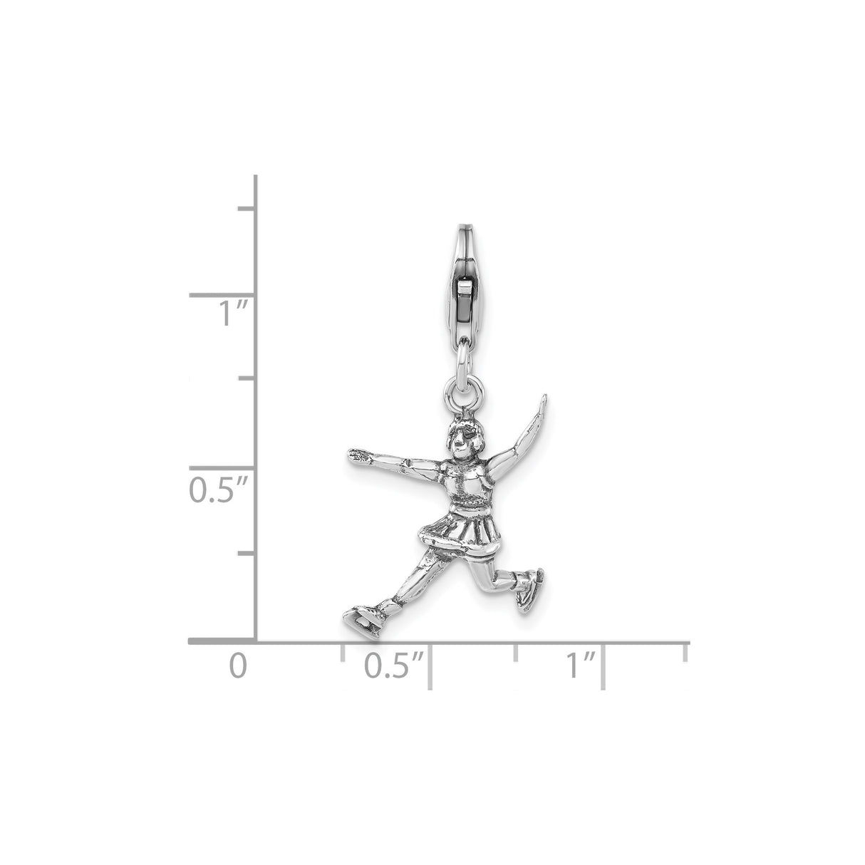 Sterling Silver Skater Charm with Lobster Clasp, Female Ice Skater Pendant