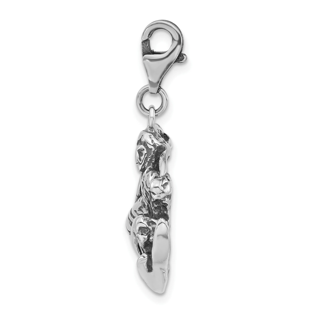 Sterling Silver Skier Pendant with Midair Ski Jump Figure and Ski Poles Charm