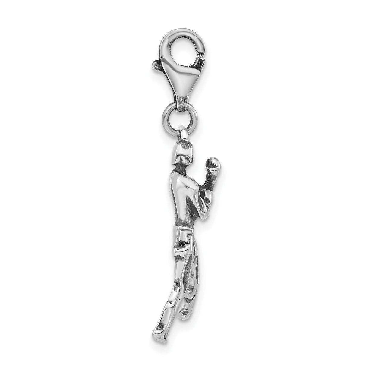 Sterling Silver Boxing Pendant with Realistic Male Fighter Charm, Unisex Sports Jewelry