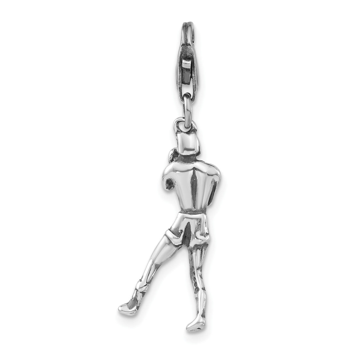 Sterling Silver Boxing Pendant with Realistic Male Fighter Charm, Unisex Sports Jewelry