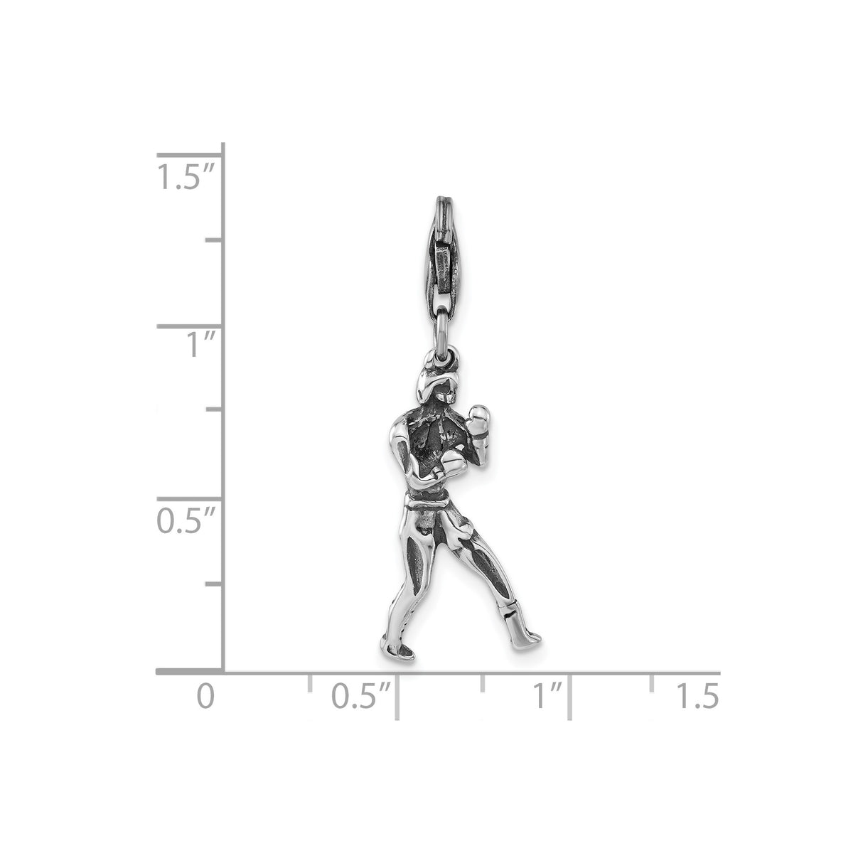 Sterling Silver Boxing Pendant with Realistic Male Fighter Charm, Unisex Sports Jewelry