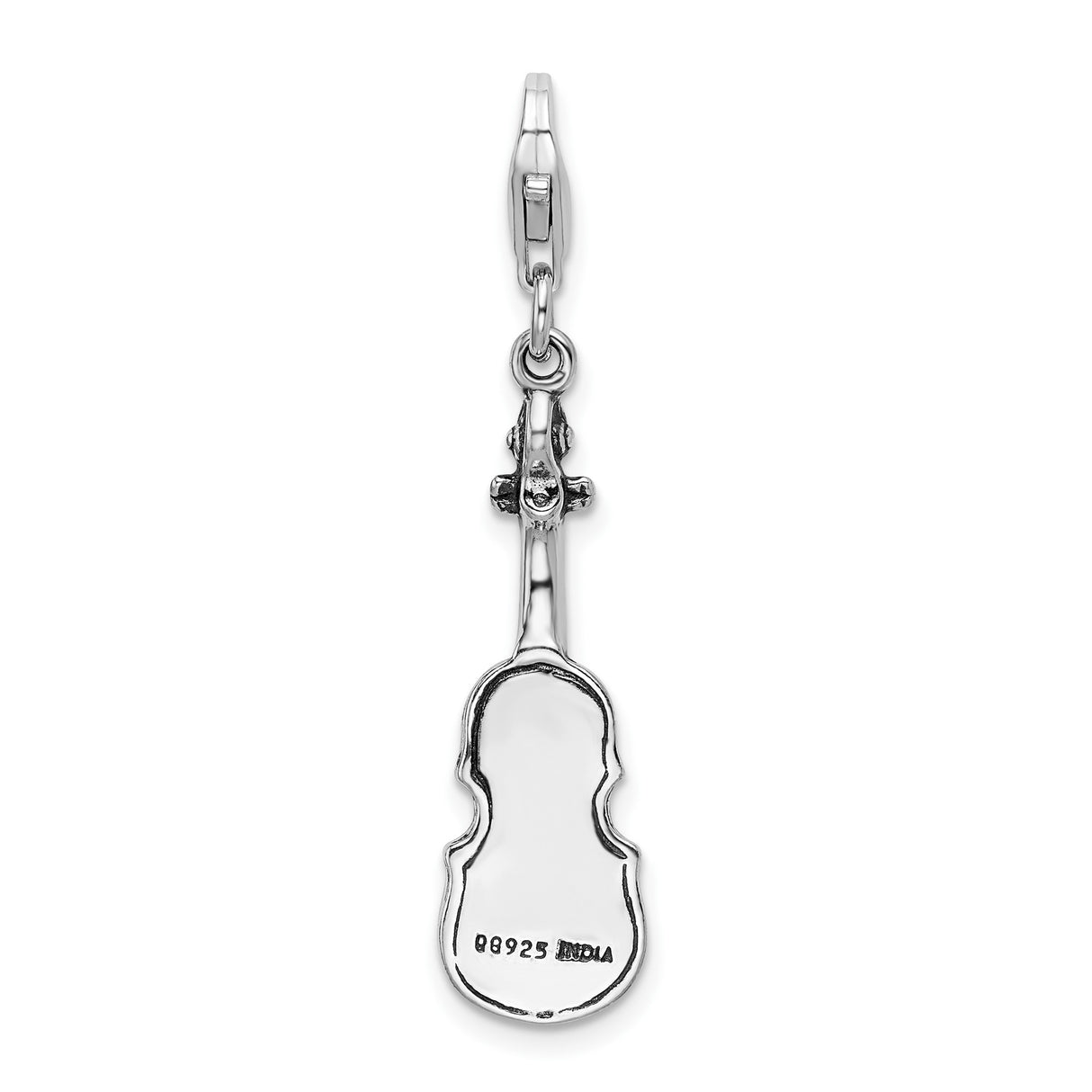 Sterling Silver Violin Charm Pendant, Detailed Musical Instrument Design