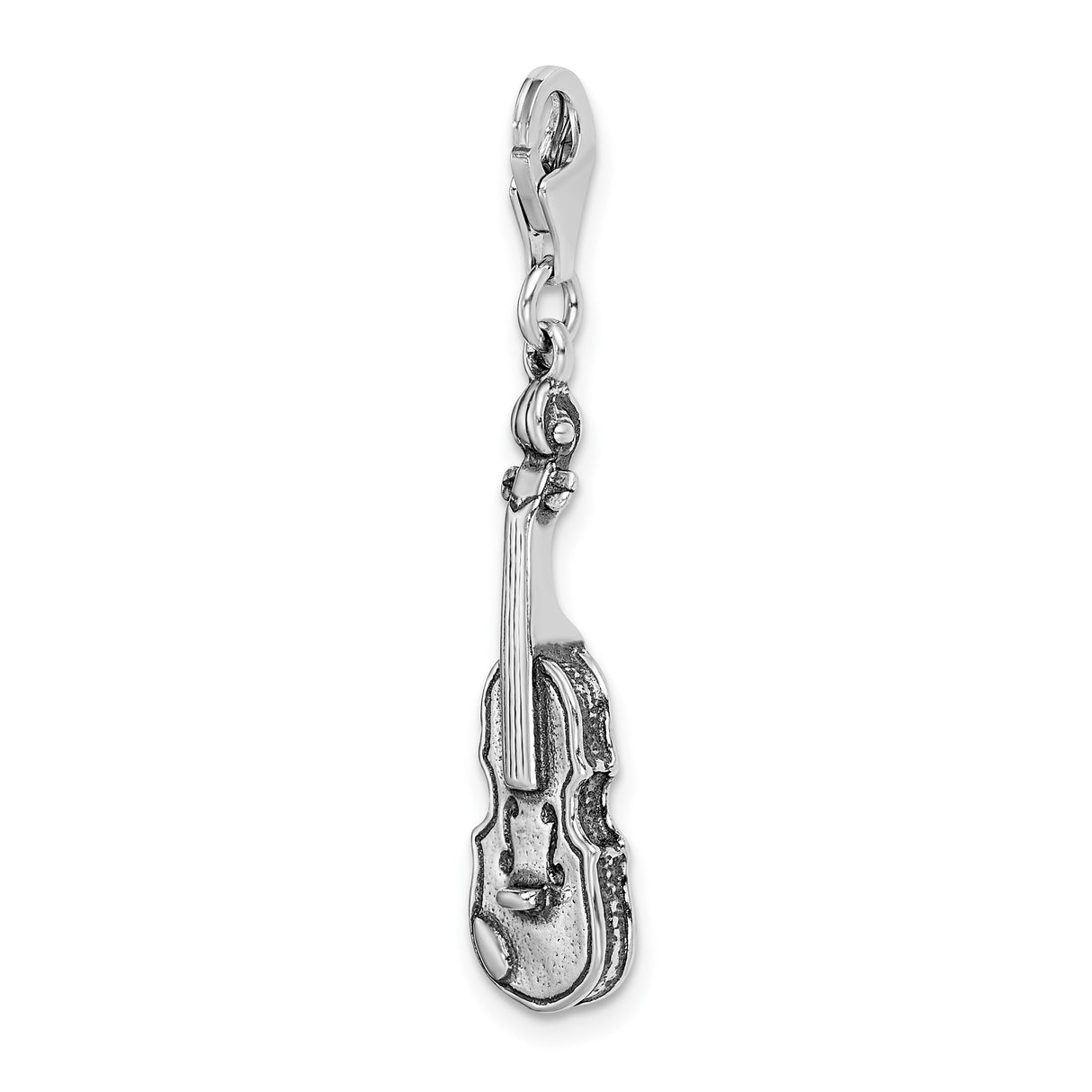 Sterling Silver Violin Charm Pendant, Detailed Musical Instrument Design