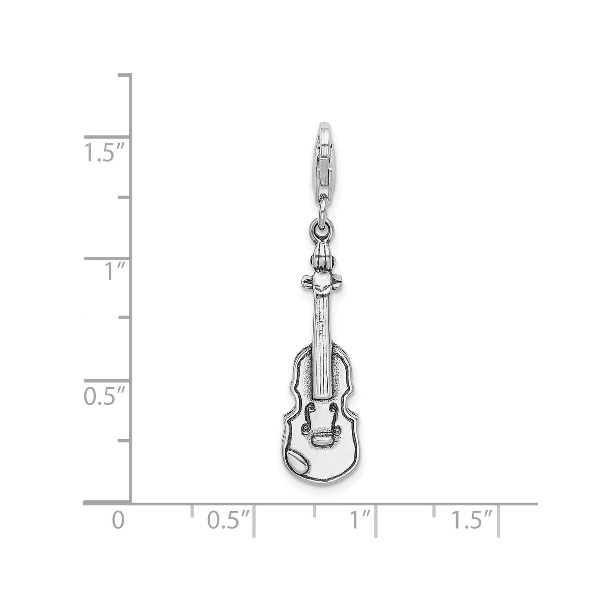 Sterling Silver Violin Charm Pendant, Detailed Musical Instrument Design