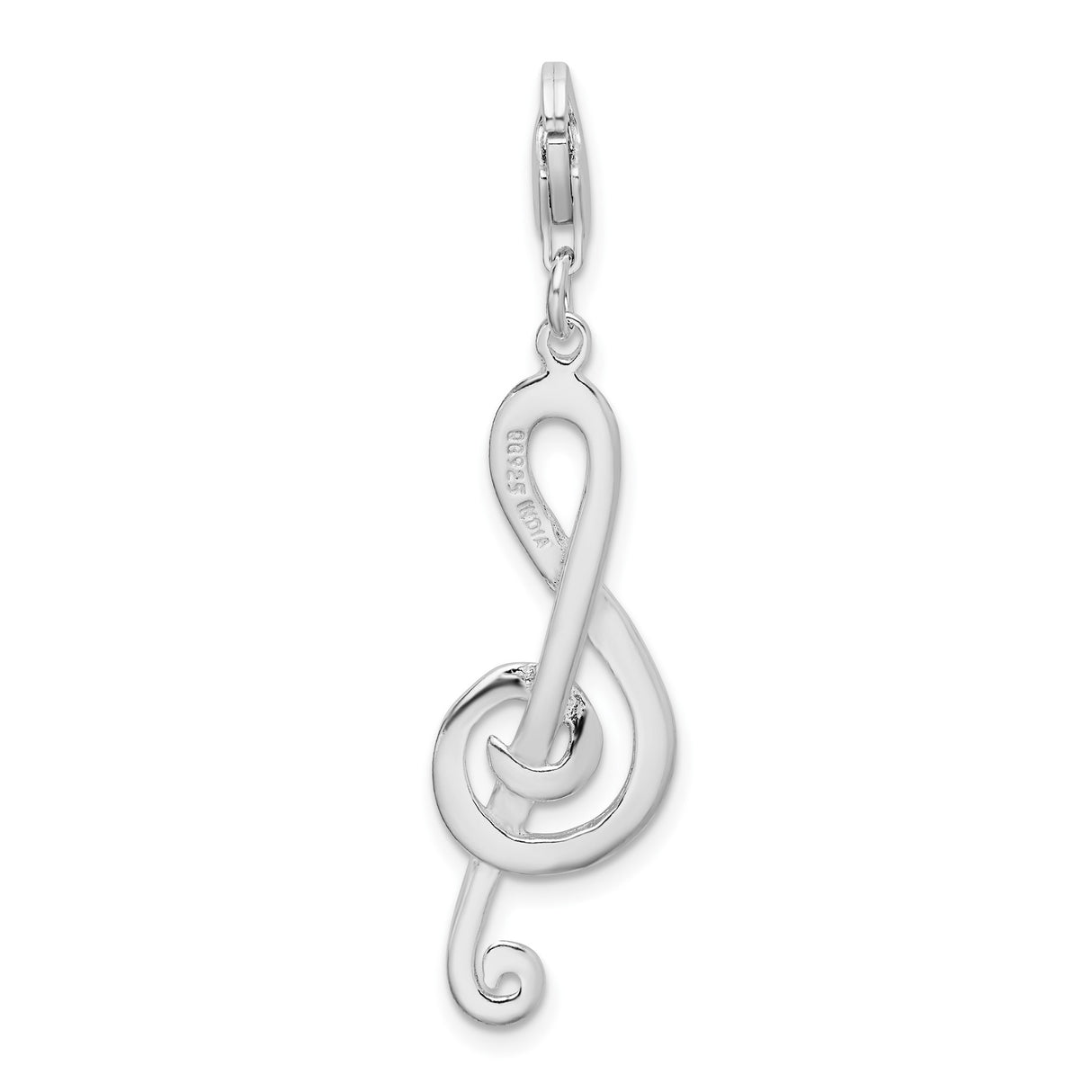 Sterling Silver Treble Clef Pendant Charm, Textured Musical Note Design, Unisex Jewelry for Music Lovers