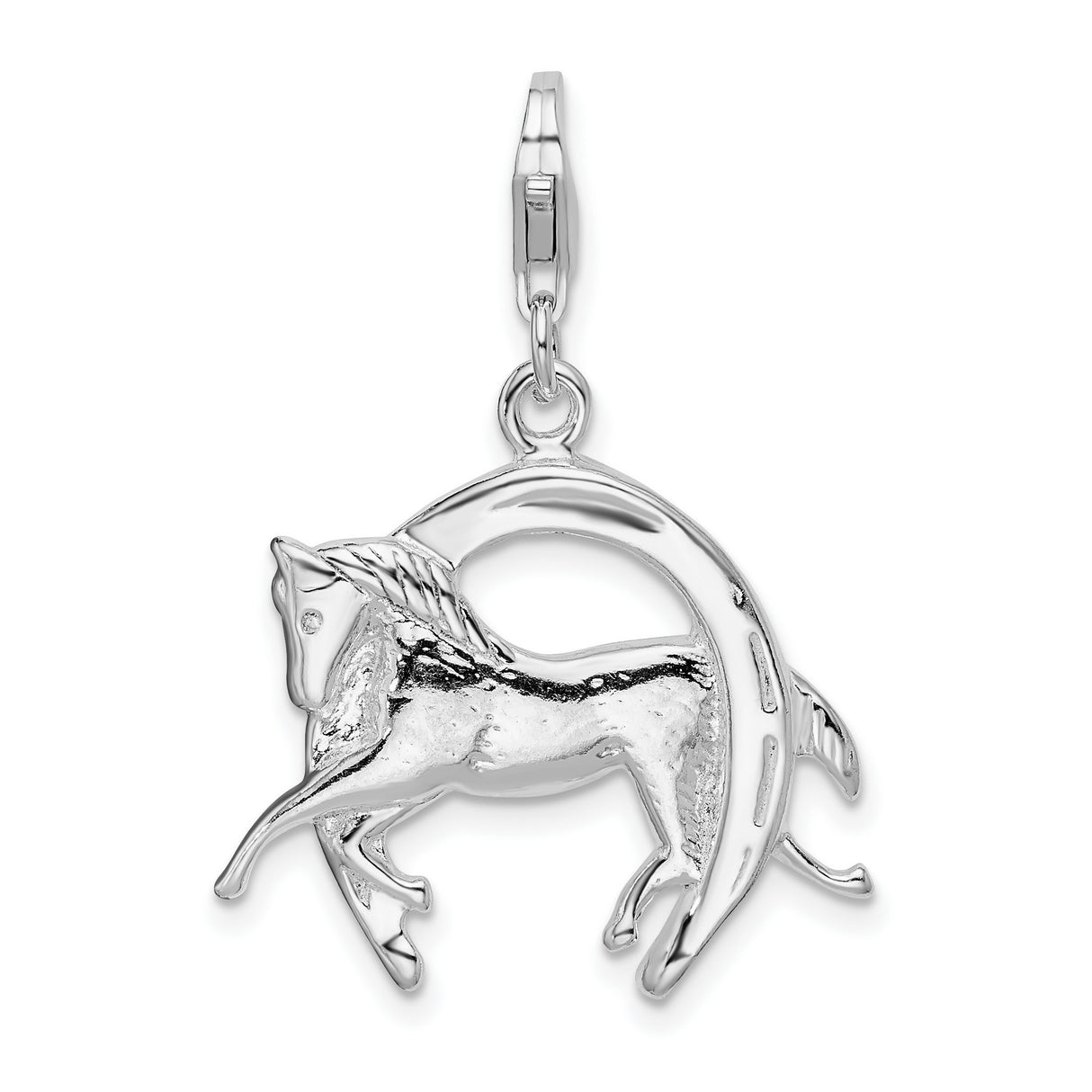 Sterling Silver Horse Pendant with Horseshoe Design, Western Equestrian Style for Women