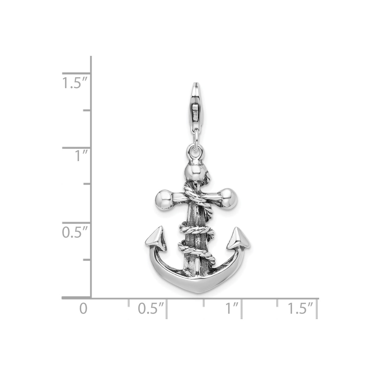 Sterling Silver Anchor Pendant with Rope Detail, Nautical Symbol of Hope and Strength