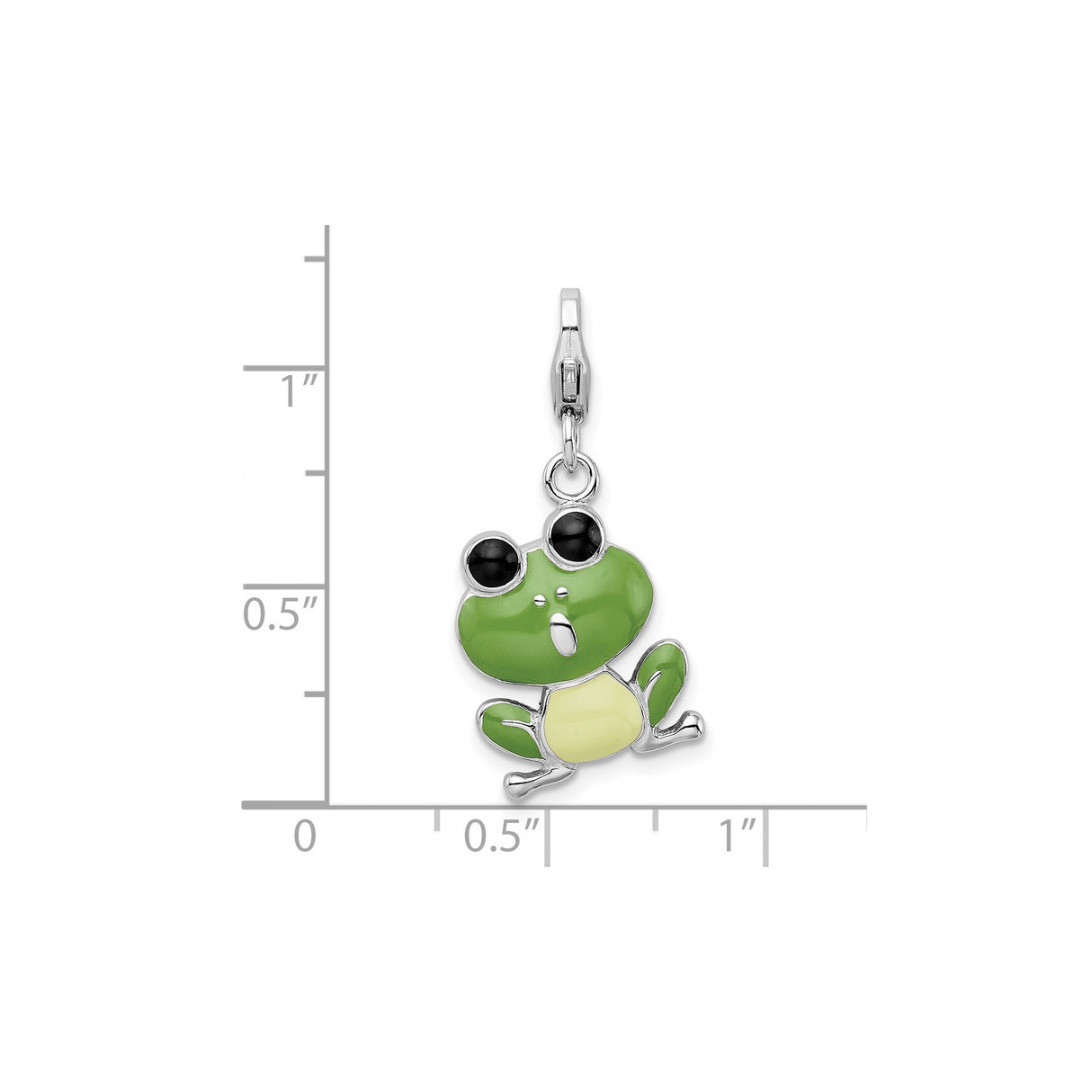 Sterling Silver Frog Charm with Green and Yellow Enamel, Whimsical Animal Pendant