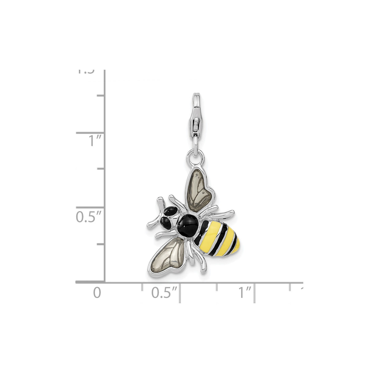 Sterling Silver Bee Pendant Charm with Black and Yellow Enamel, Nature-Inspired Bug Design