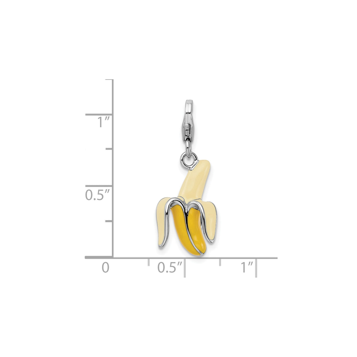 Sterling Silver 3D Peeled Banana Charm Pendant with Enamel Detailing