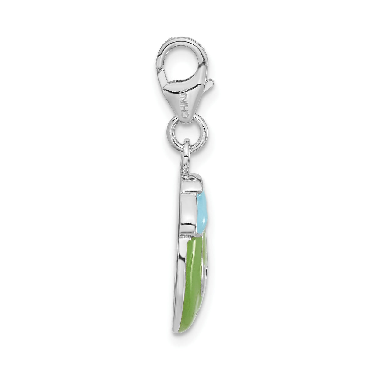 Sterling Silver Emoji Charm with Green Sad Face and Blue Ice Pack Pendant