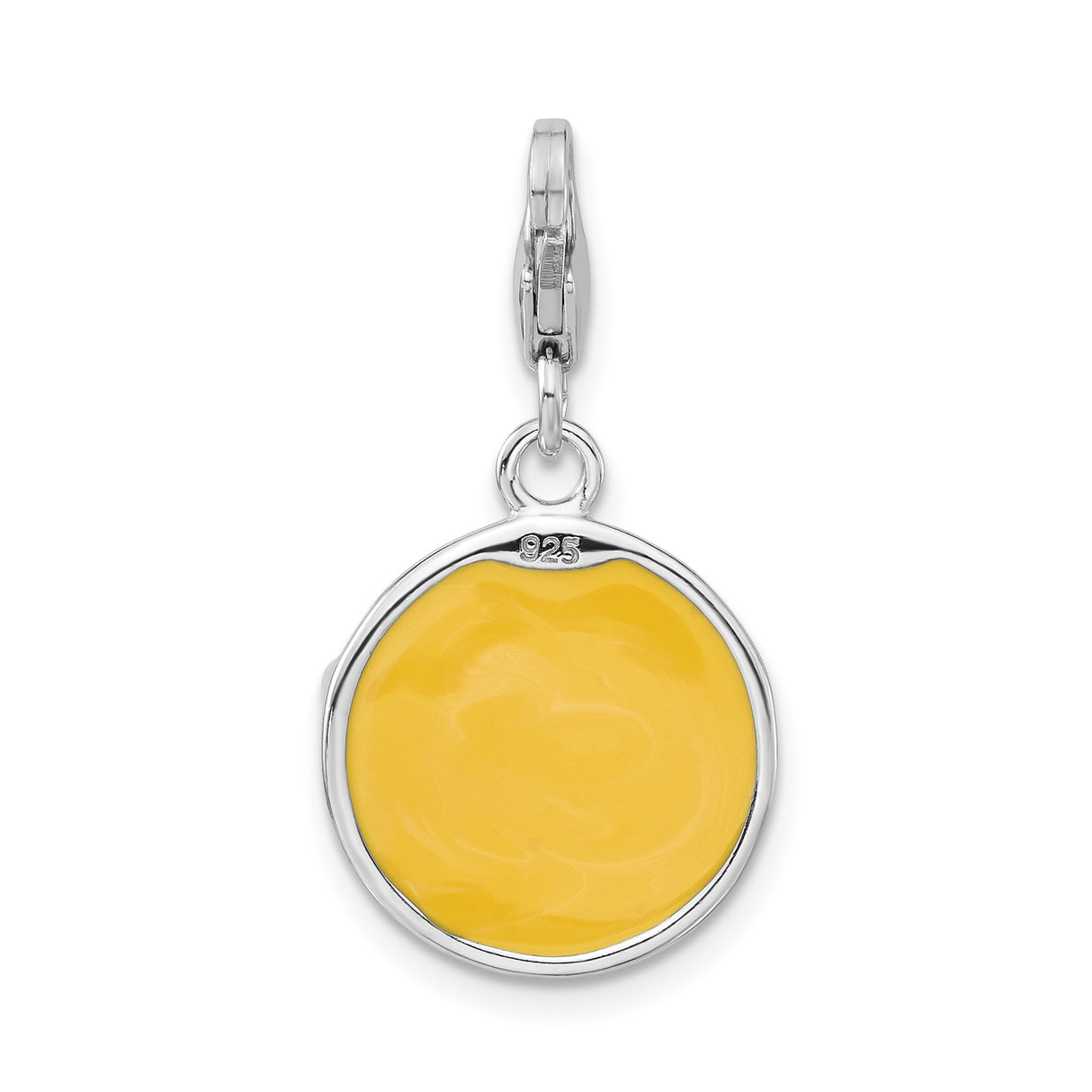 Sterling Silver Charm, Smiling Face with Sunglasses Emoji, Colorful Enamel Pendant