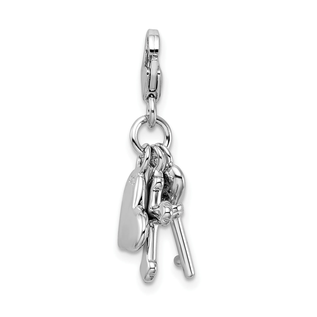 Sterling Silver Cross Key Pendant with Crystal, Minimalist Vintage Faith Jewelry