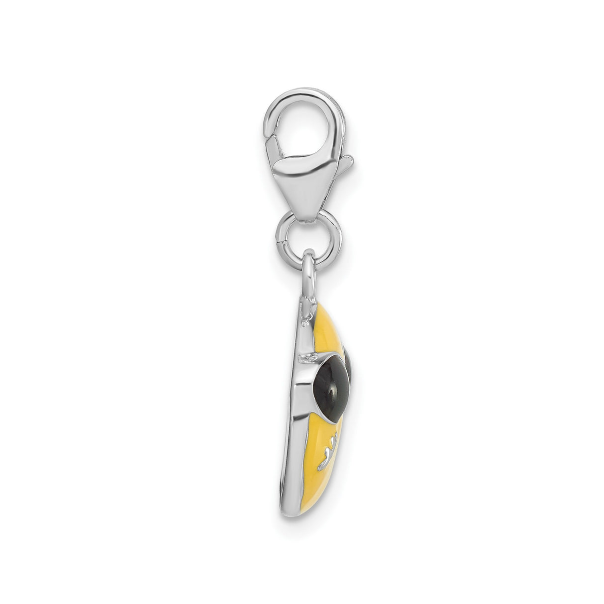 Sterling Silver Emoji Charm with Yellow Smiley Face and Black Sunglasses