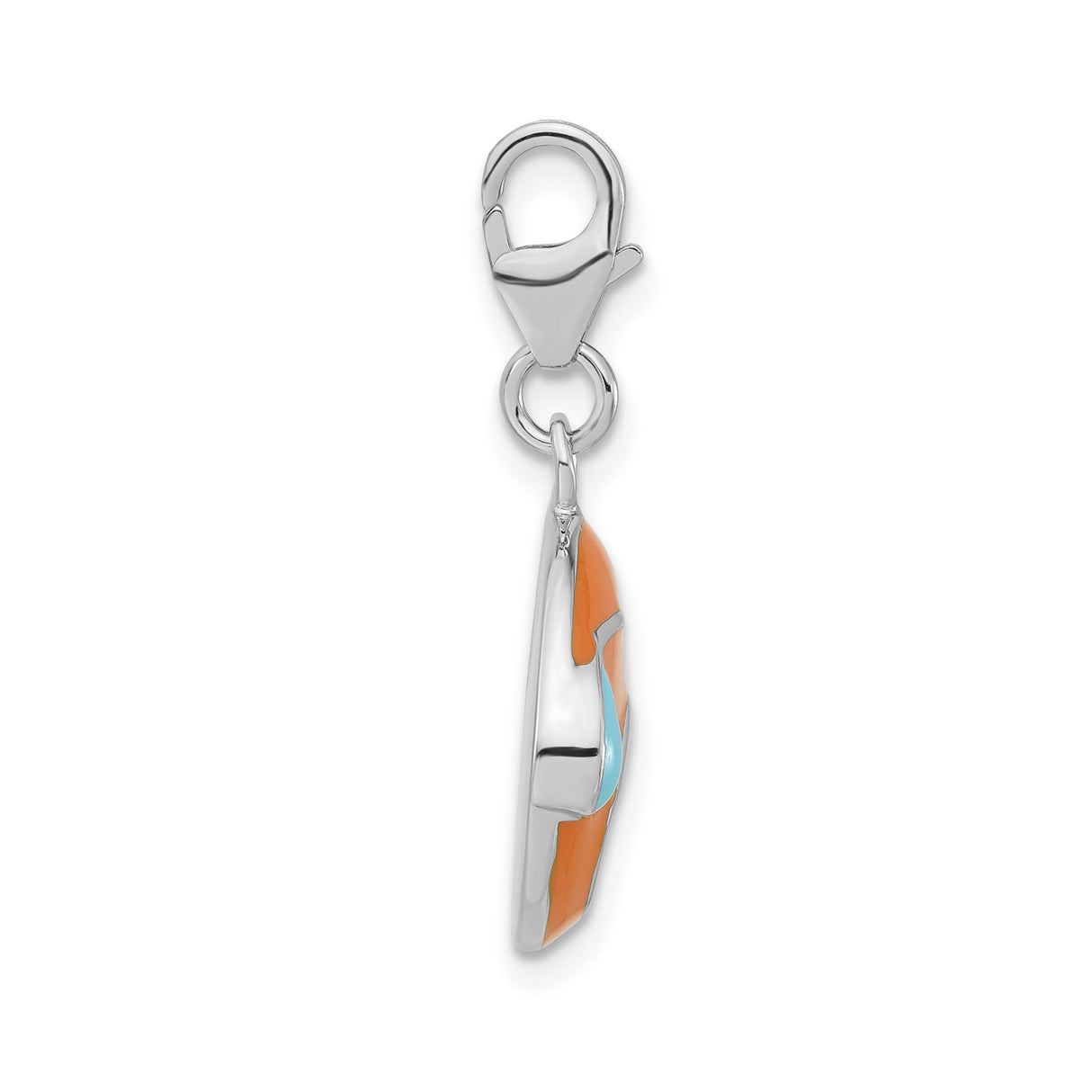 Sterling Silver Emoji Charm with Crying Laughing Face, Blue and Orange Enamel