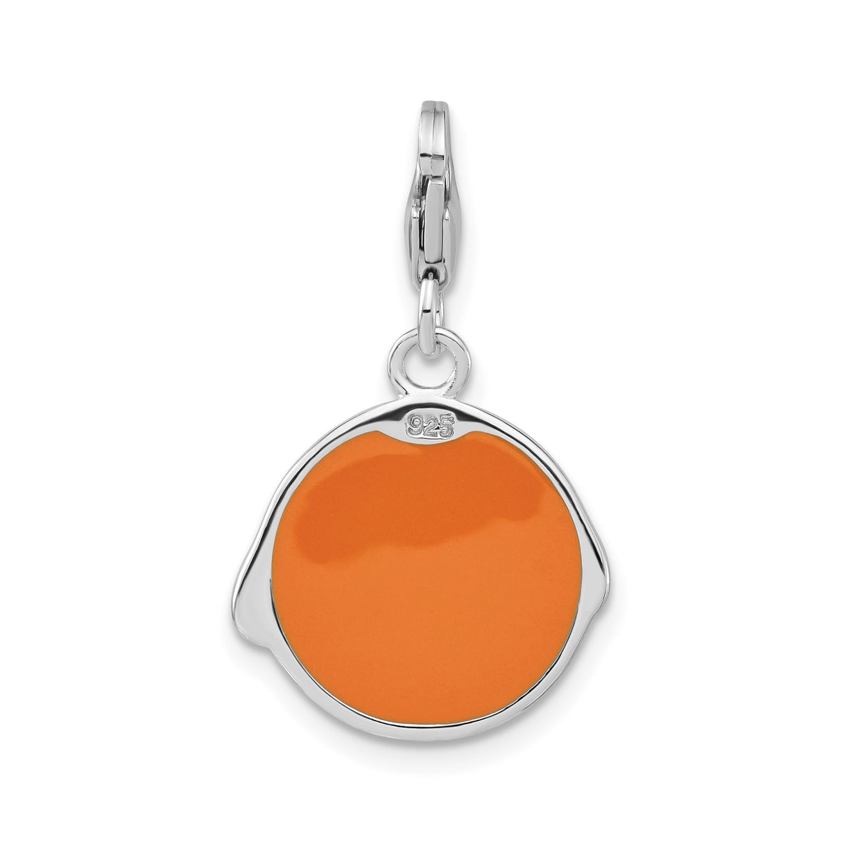 Sterling Silver Emoji Charm with Crying Laughing Face, Blue and Orange Enamel