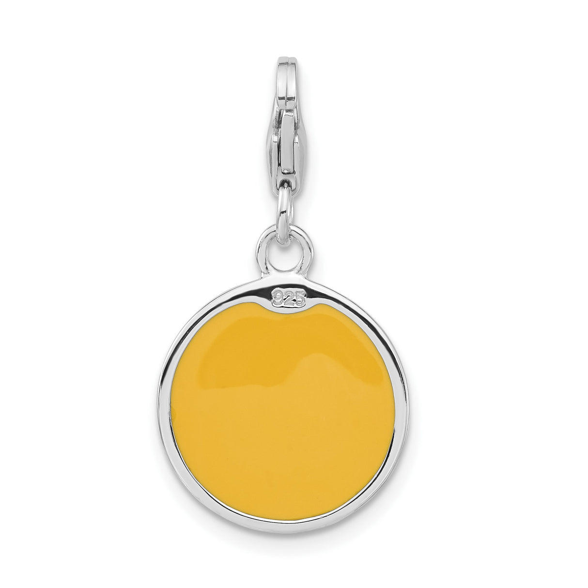 Sterling Silver Emoji Charm with Yellow Enamel Nervous Face, Clip-On Dangle Pendant